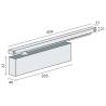 Ferme-porte EXS 510, capot 3 côtés inox, force 1-4, glissière inox