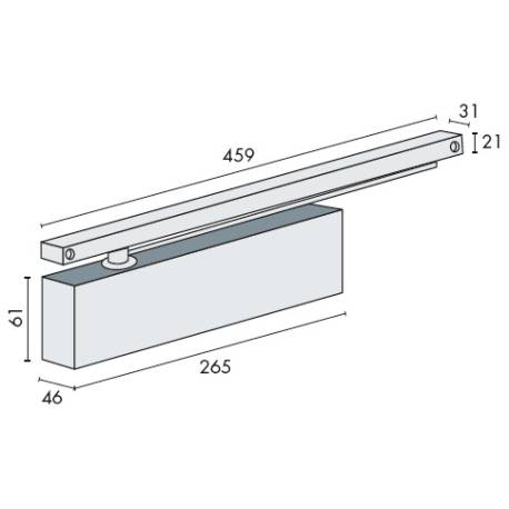 Ferme-porte EXS 500 bras compas, capot 3 côtés inox, force 2-6 argent