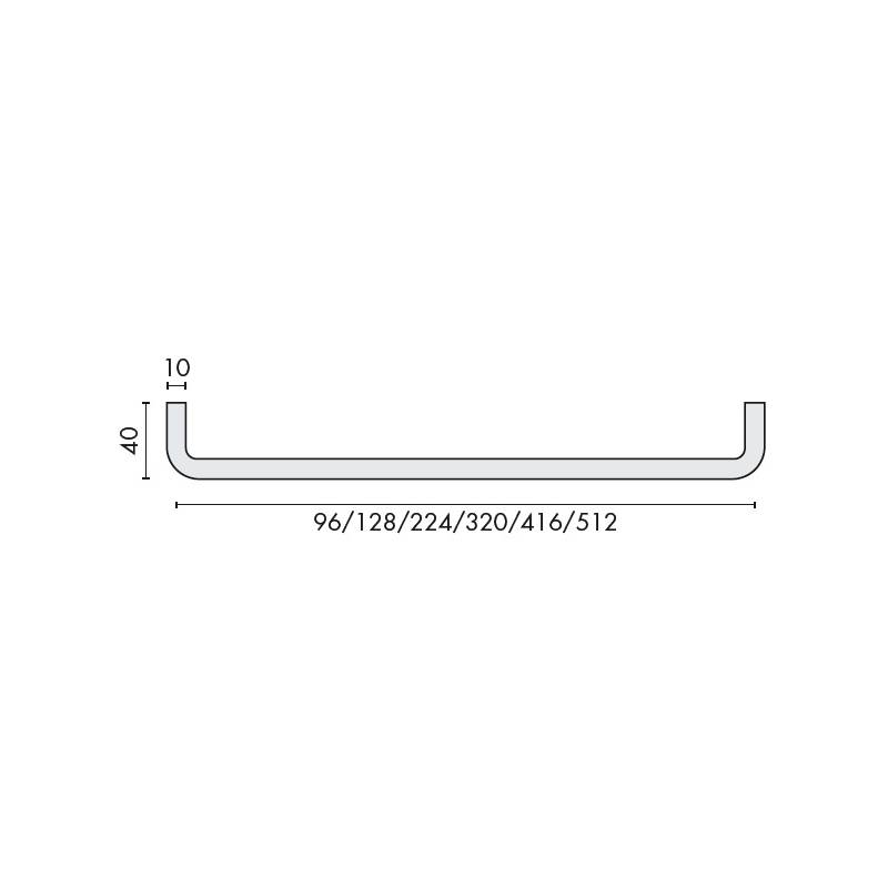 Tirant de meuble en U Ø 10 mm, entraxe 512 mm, inox brossé 316
