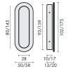 Cuvette ovale encastrée 58x175 mm, inox brossé 316