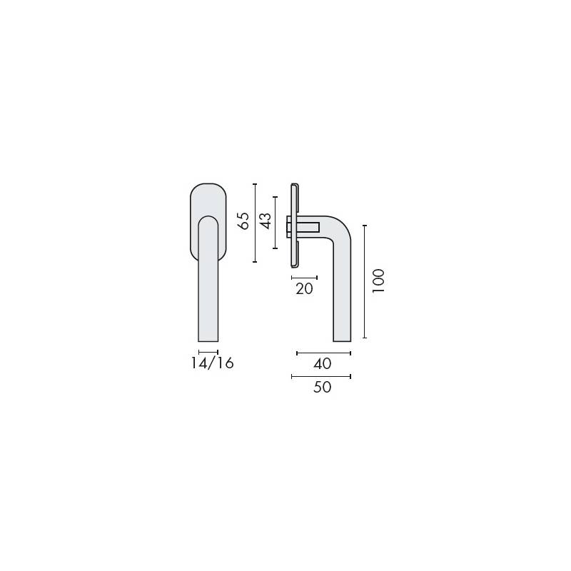 Béquille de fenêtre L 16 mm, inox brossé 316