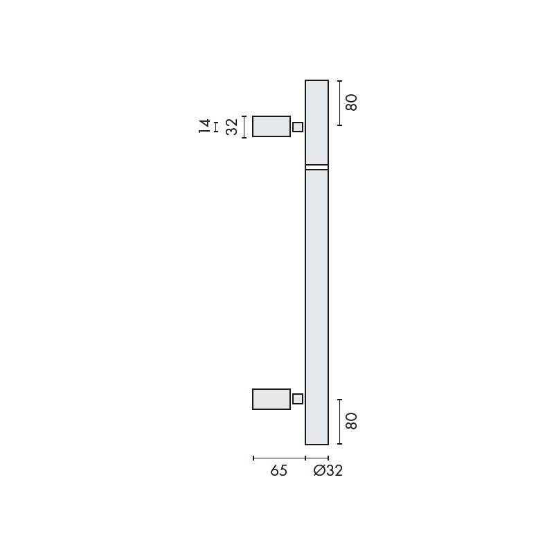 Bâton de maréchal Ø 32 mm, filetée, hauteur 501 à 700 mm, inox brossé 316
