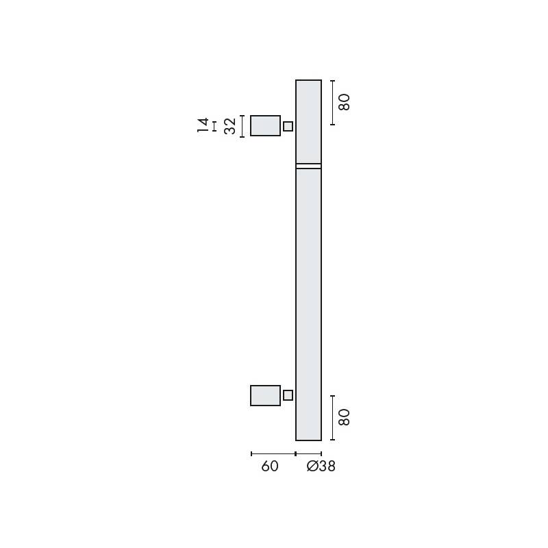 Bâton de maréchal Ø 38 mm, filetée, hauteur 701 à 900 mm, inox brossé 316