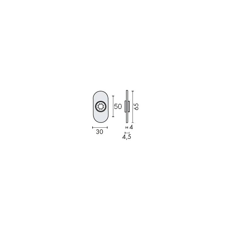 Paire de rosaces ovales, bec de cane 16 mm, entraxe 50 mm, inox brossé 316
