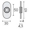 Paire de rosaces ovales, bec de cane 16 mm, entraxe 50 mm, inox brossé 316