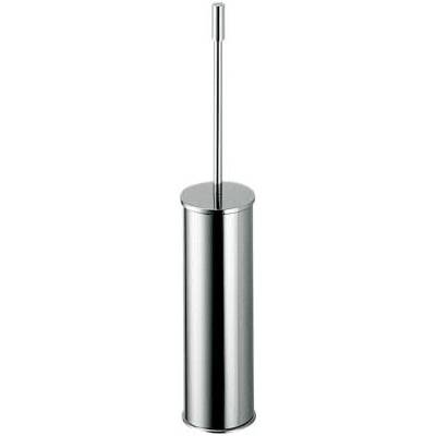 Ensemble balai/brosse WC à poser, chromé, PLUS