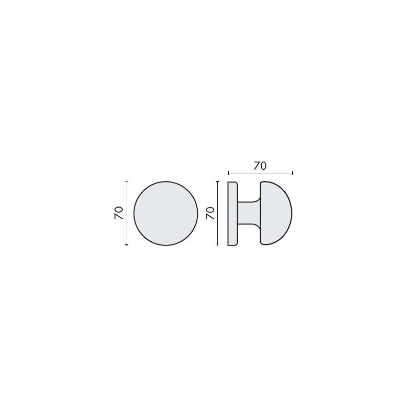 Bouton fixe ROBOT 55, Ø 70 mm sur rosace ronde, chromé