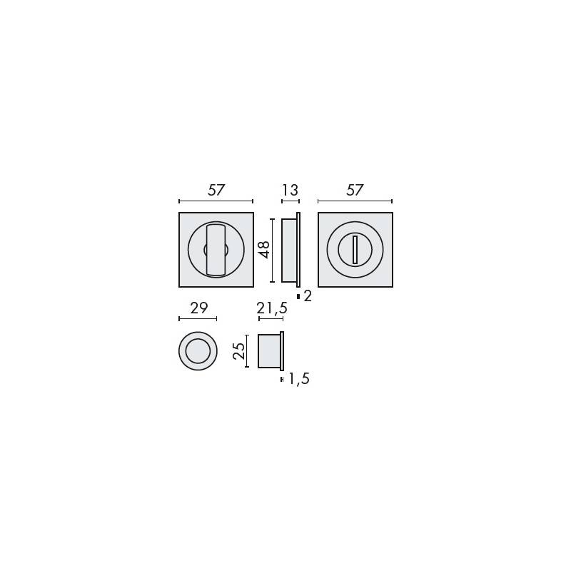 Cuvette encastrée OPEN SQ, sans serrure, carrée 57 mm, chromé