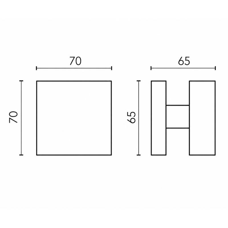 Bouton fixe SQUARE 35 sur rosace carrée, chromé