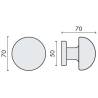 Bouton fixe ROBOT 65, Ø 70 mm sur rosace ronde, chromé mat