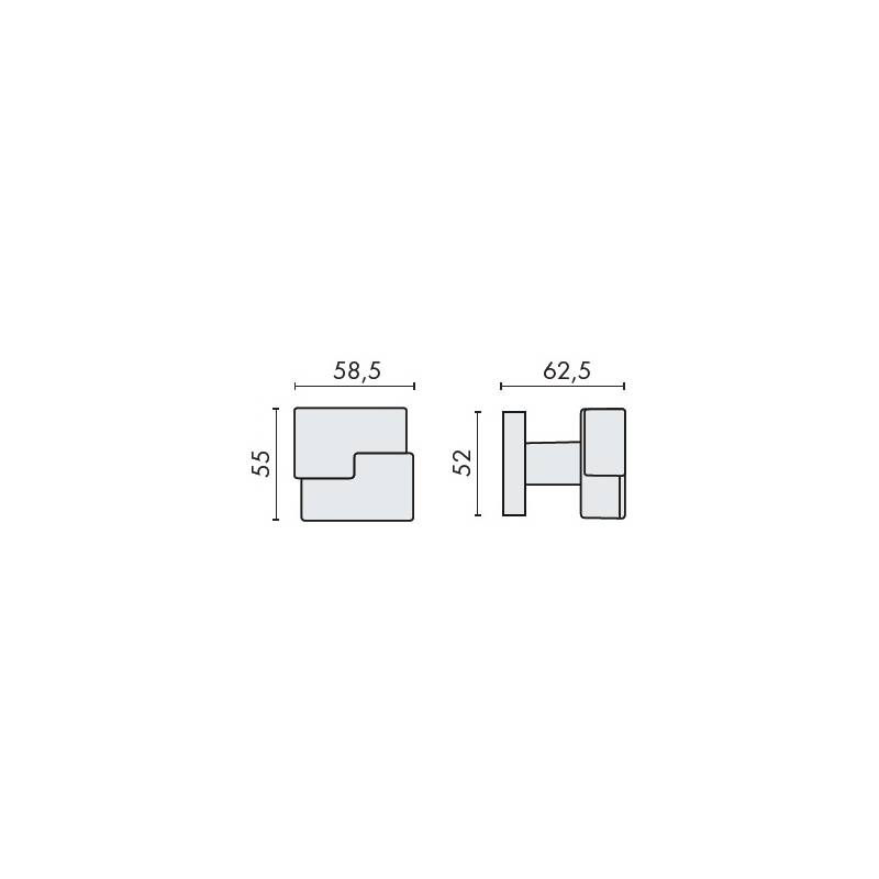 Bouton fixe CUT 15 sur rosace carrée, chromé
