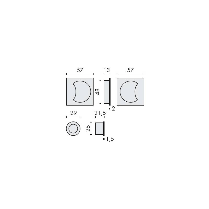 Cuvette encastrée OPEN SQ, carrée 57 mm, chromé