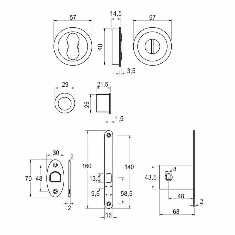 Cuvette encastrée OPEN Ø 57 mm avec serrure, noir