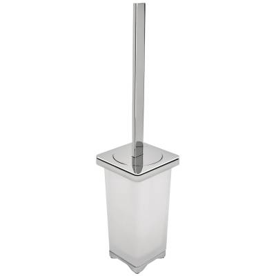 Ensemble balai/brosse WC à poser, chromé/verre, FOREVER