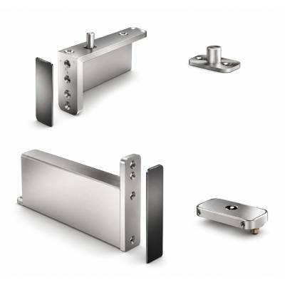 Ensemble pivot Système M+ réf. STM+40-A/TP40  avec plaque rectangulaire inox