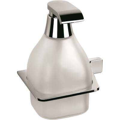 Distributeur de savon liquide mural, droit, 500 ml, chromé/verre, ALIZE