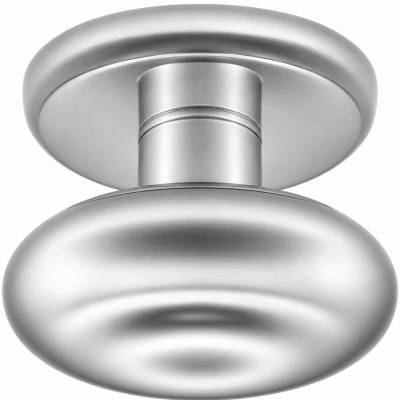 Bouton fixe ROUND 35, Ø 80 mm sur rosace ronde, chromé mat