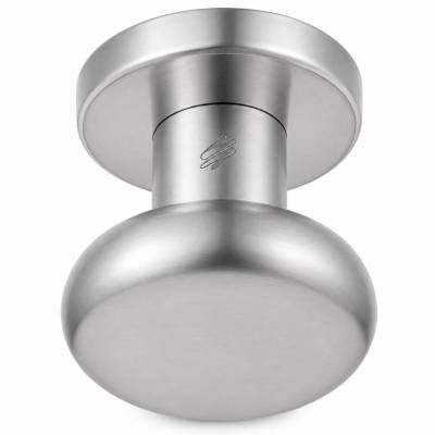 Bouton fixe ROUND 25, Ø 60 mm sur rosace ronde, chromé mat